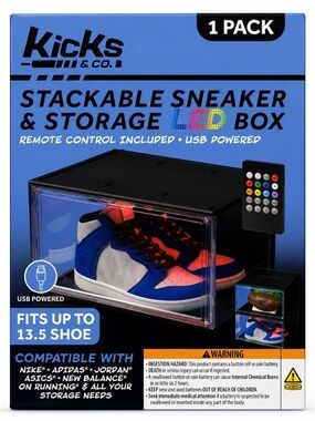 Kicks & Co LED Sneaker Display Storage Box XL Stackable USB Remote Fits 13.5